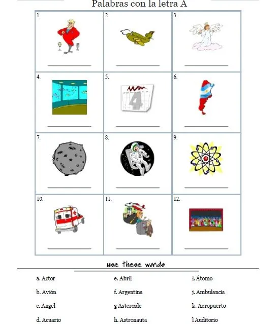 Palabras con la letra A. Tools for Educators - Didactalia ...