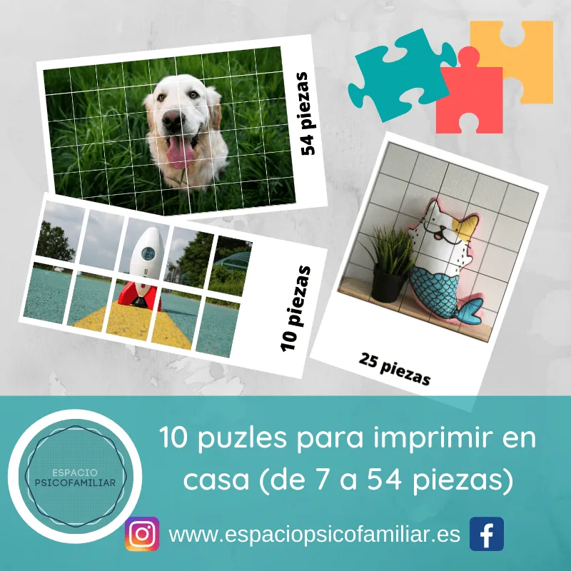 10 puzzles para imprimir en casa (de 7 a 54 piezas) • Espacio Psicofamiliar