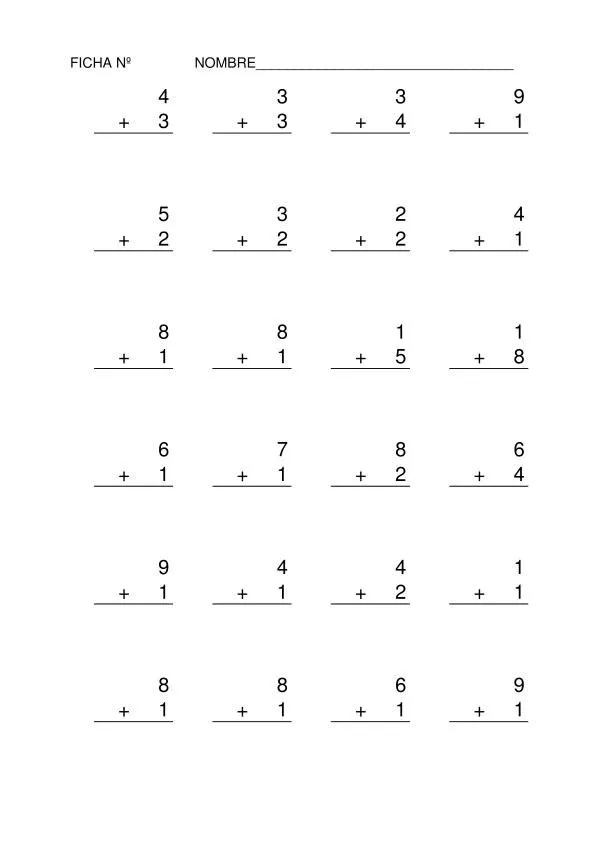 Mas de 1000 fichas de sumas con una cifra sin llevar -Orientacion ...
