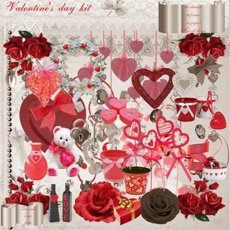 105 clipart + 18 cornici + 25 sfondi con tema San Valentino ...