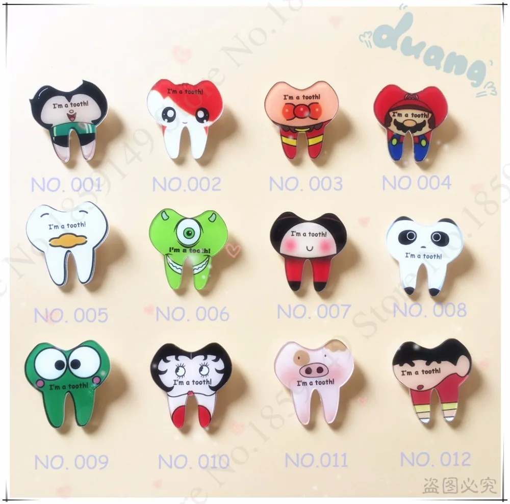 € 10.58 |10 unids/set lindo estilo de dibujos animados dientes saludables  forma acrílico broche pin para clínica dental regalo niños regalo-in ...