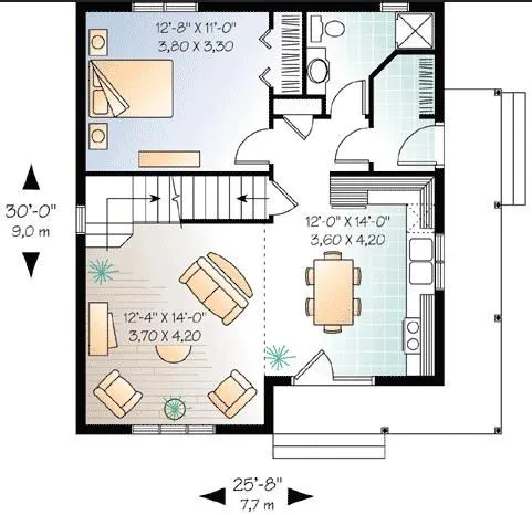 108 metros cuadrados para un plano de casa de campo