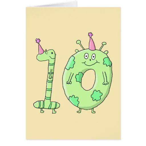 10mo Dibujo animado de la fiesta de cumpleaños - v Tarjeta de Zazzle.