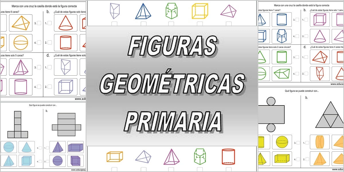 12 Fichas con EJERCICIOS ➡➤ FIGURAS GEOMÉTRICAS PRIMARIA