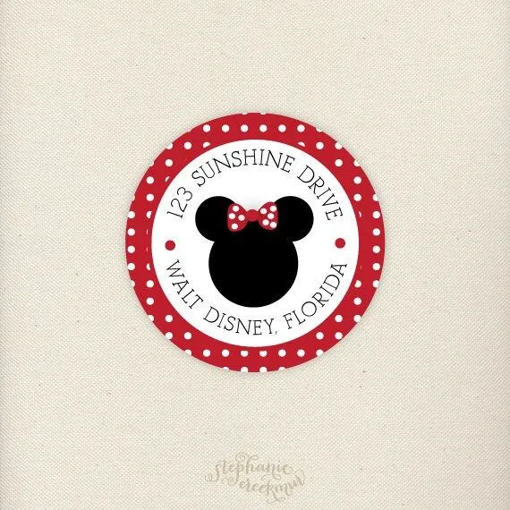 12 Red Minnie Mouse Return Address Stickers by StephanieCreekmur