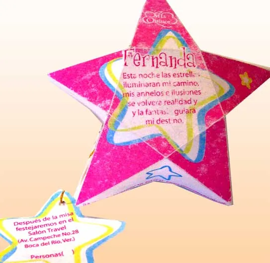 Tarjetas de invitación para 15 años en forma de estrella - Imagui