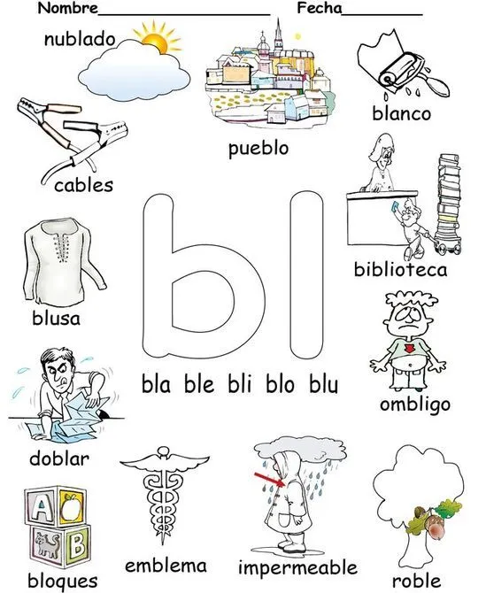 15 ideas de Fichas combinaciones bla ble bli blo blu | silabas trabadas,  silabas, lectura y escritura