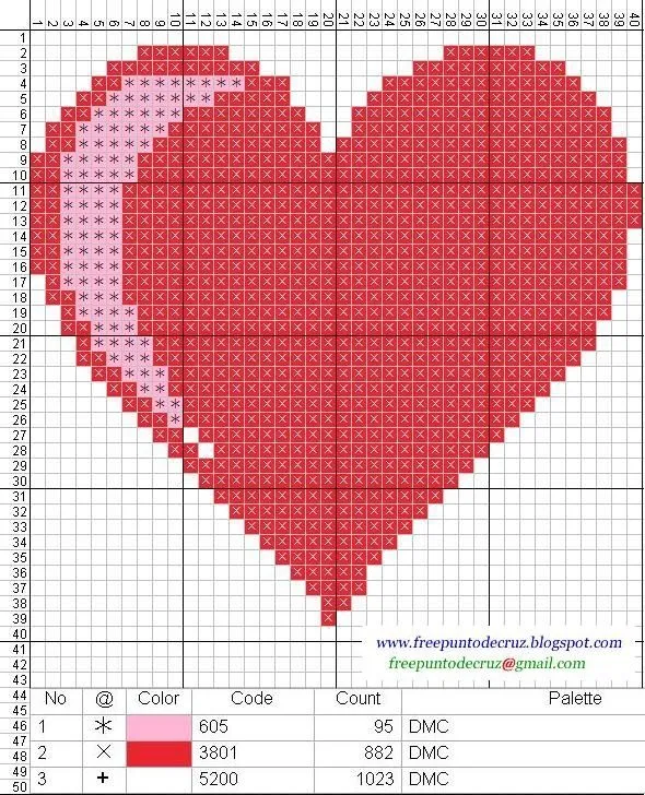 15 Pines de Corazón De Punto De Cruz que no te puedes perder ...