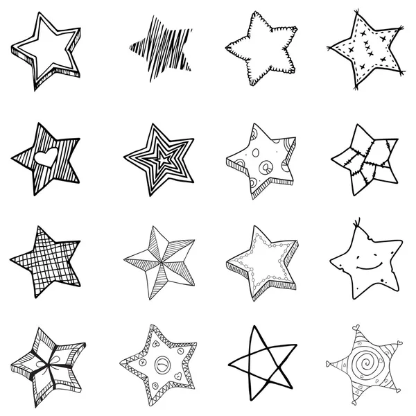 16 simple formas estrellas dibujadas a mano — Vector stock ...