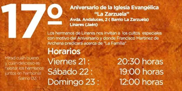 17º Aniversario Iglesia Evangélica "La Zarzuela" ~ Blog Iglesia ...