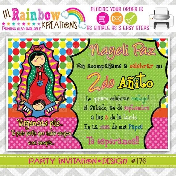 176: DIY Virgencita Plis 3 Party Invitation Or by LilRbwKreations