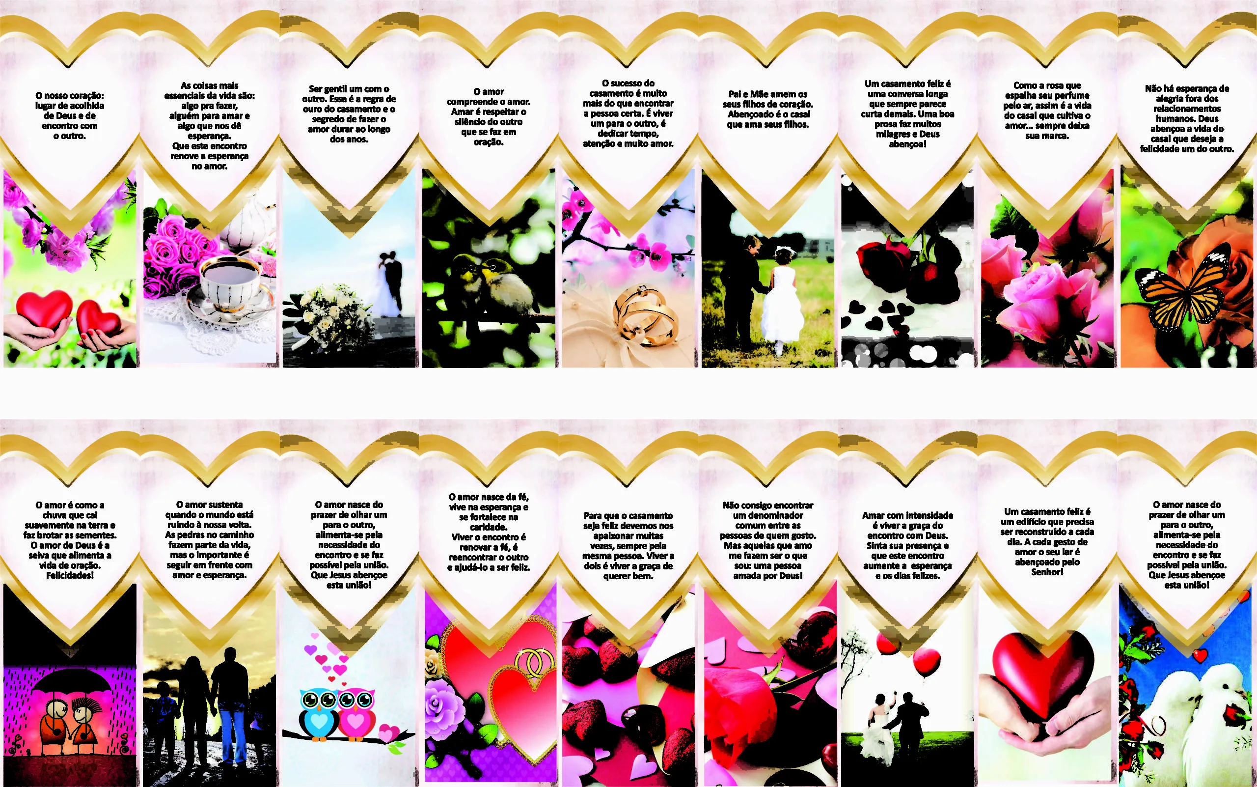 1785 - Nova Coleção de Marca Páginas Encontro de Amor com 90 Unidades Sortidas. Paz e Bem. R$ 0,35Unidade.