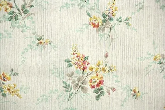 1930 Vintage Wallpaper papel tapiz Floral con por HannahsTreasures