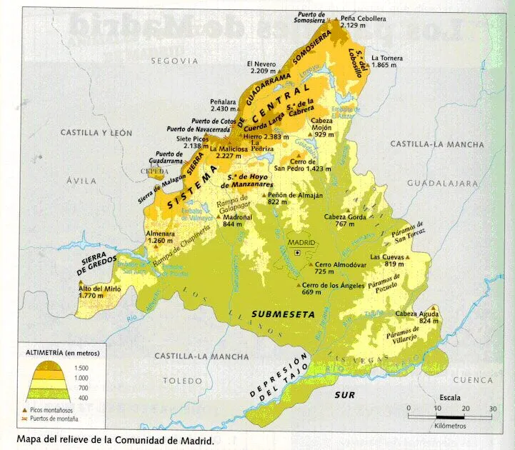 1ºE.S.O: Mapa Físico Comunidad de Madrid | TrampantOJO