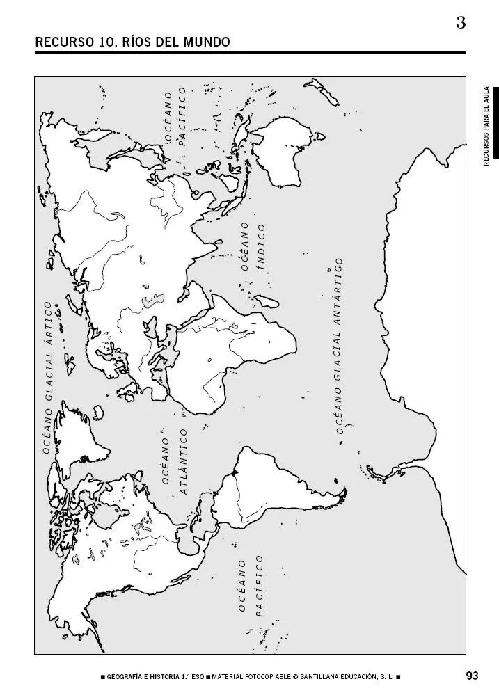 1ºESO. Mapa mudo de los Ríos. | Geografía e Historia