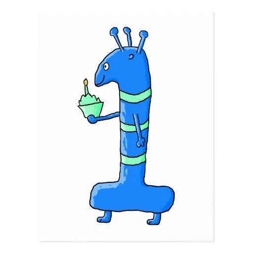 1r dibujo animado del cumpleaños, en azul y verde tarjetas ...