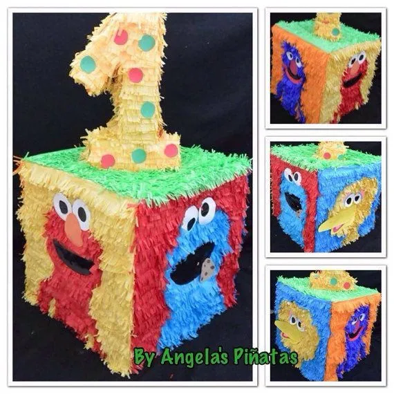 1st birthday Sesame Street custom made piñata elmo cookie monster ...