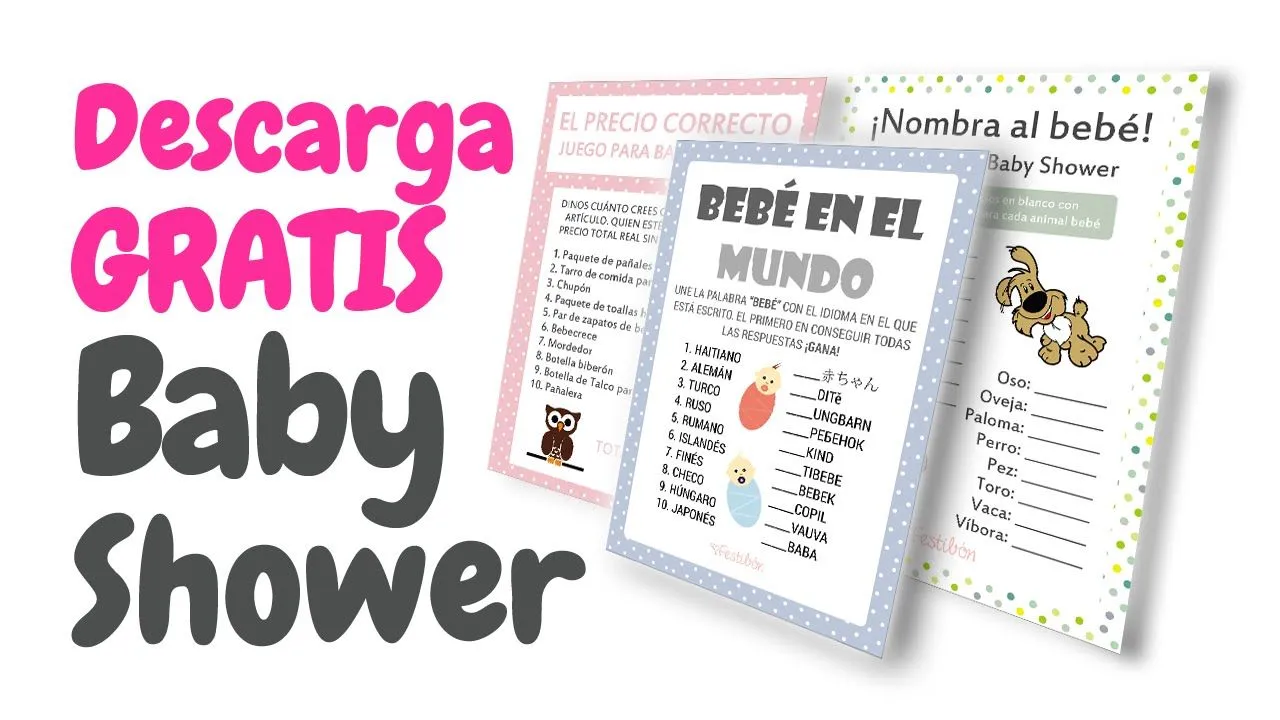 20 Tarjetas de Juegos para Baby Shower GRATIS para IMPRIMIR HD - YouTube