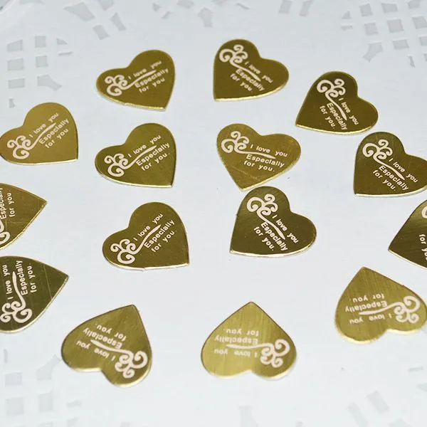 20 unids oro corazones # i Love U # tarjeta de papel Standups ...