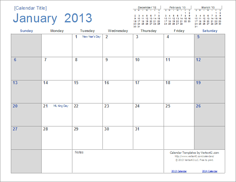 2013 Calendar Templates - Monthly and Yearly