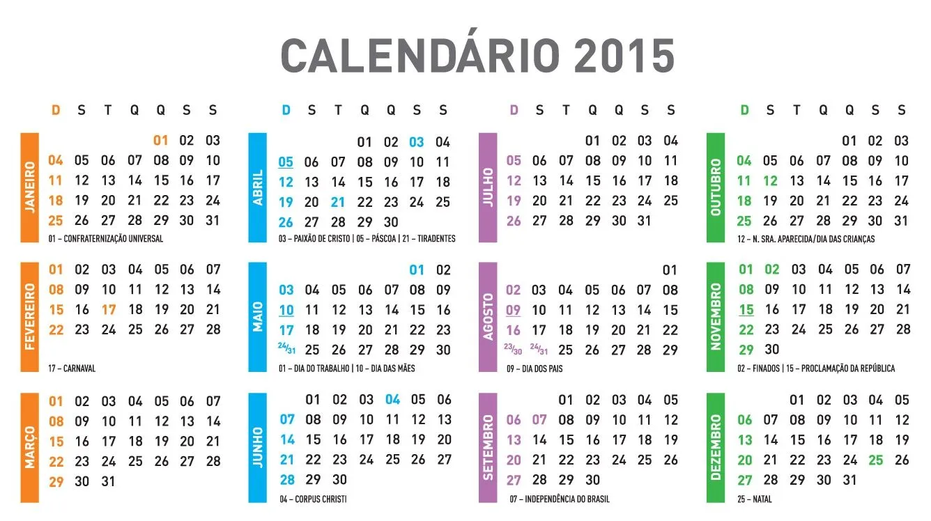 2015: Calendarios Anuales para descargar | Efemérides en imágenes