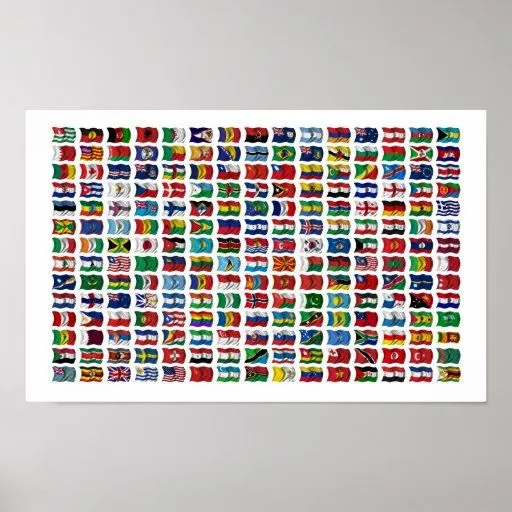 210 banderas del mundo - poster de Zazzle.