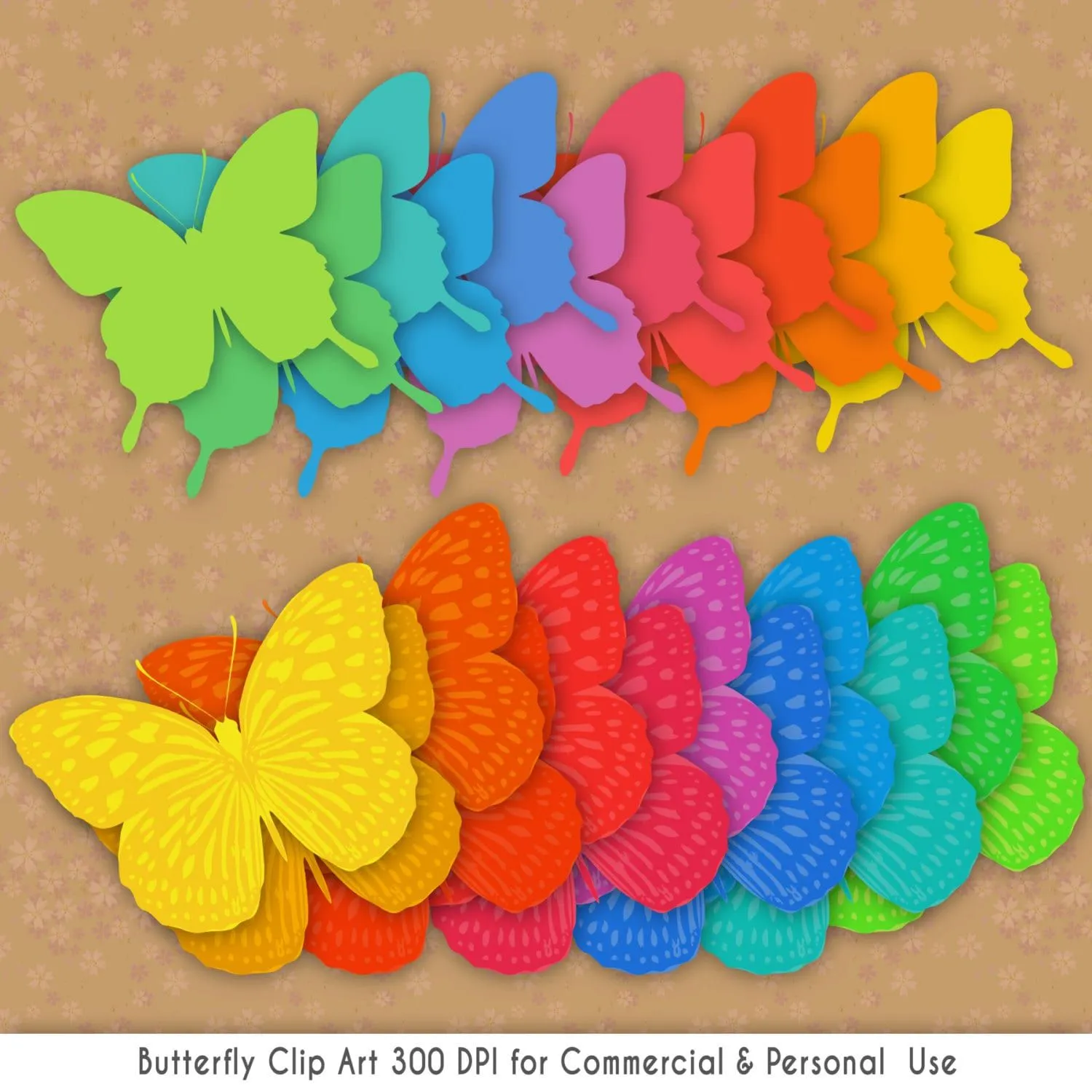 24 mariposas Clip Digital Art mariposa lindo arco iris - Etsy México