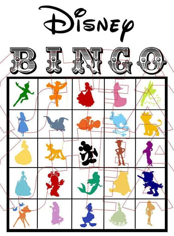 25 Printable Disney BINGO cards Digital file you print INSTANT ...