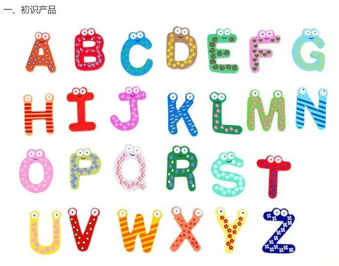 26 letras de colores de madera educación encantador infancia ...