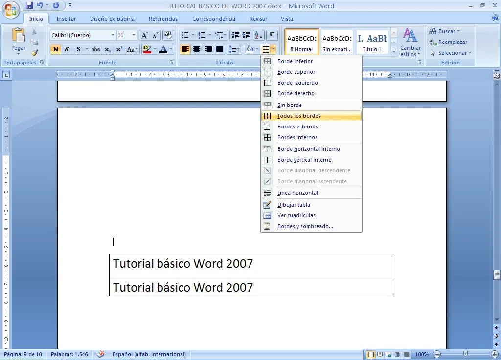 TUTORIAL BASICO WORD 2007