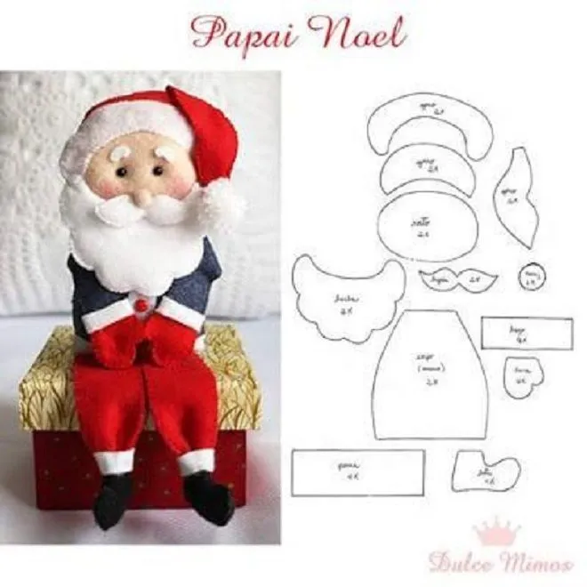 27 Moldes de Papá Noel en fieltro con plantillas | Bebeazul.top