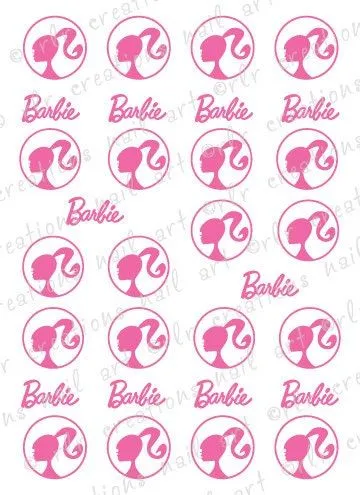 30 BARBIE cameo and Barbie Logo Nail Art by RLRCreationsNailArt