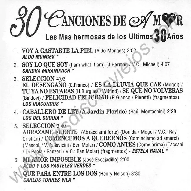 30 CANCIONES DE AMOR-Varios Intérpretes