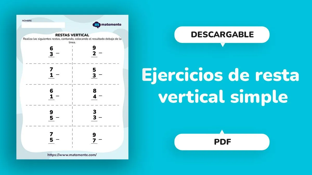 30 Ejercicios de resta vertical simple ¡Descárgalos ahora!