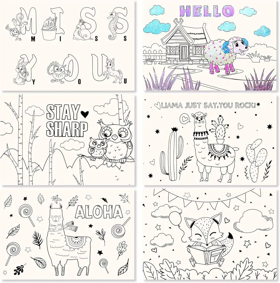 30 tarjetas postales para colorear, tarjetas de agradecimiento, tarjetas  postales para niños, estudiante, profesor, amiga, familia, 6 estilos, 3.5 x  6 pulgadas : Amazon.com.mx: Oficina y papelería