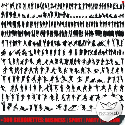 300 siluetas de personas vectoriales (Free 300 Vector Silhouettes ...