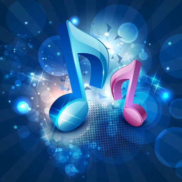 3D musical notes on shiny blue background. EPS 10. — Vector stock ...