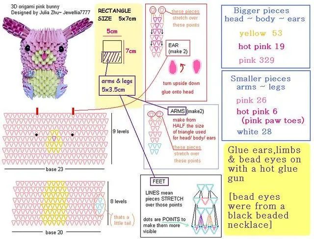 3D origami big pink rabbit diagram | Flickr - Photo Sharing!