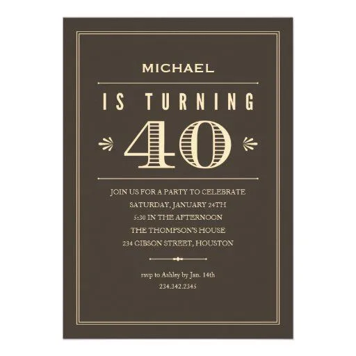 40.o Invitaciones del cumpleaños para los hombres Anuncios de Zazzle.