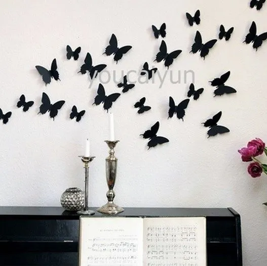 42 PC / paquete del envío DIY 3D de pared Sticker Mariposas Home ...