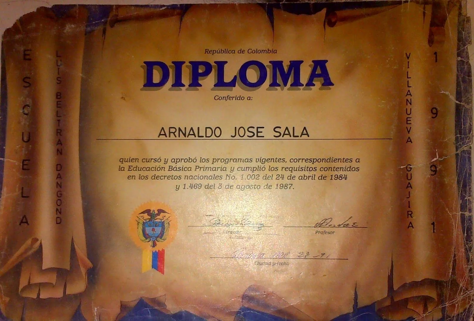 50 AÑOS DE ENSEÑANZA : DIPLOMAS ANTIGUOS