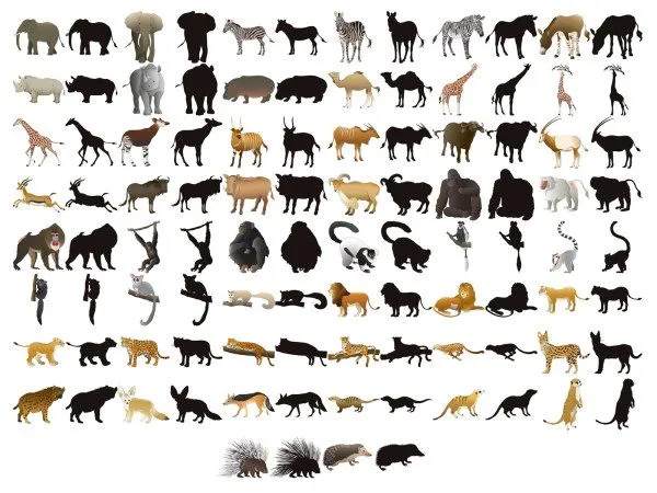 50 models of animals and silhouettes vector material_Download free ...