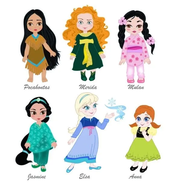 50 Princess in childhood.Digital Clipart Set by SandyDigitalArt