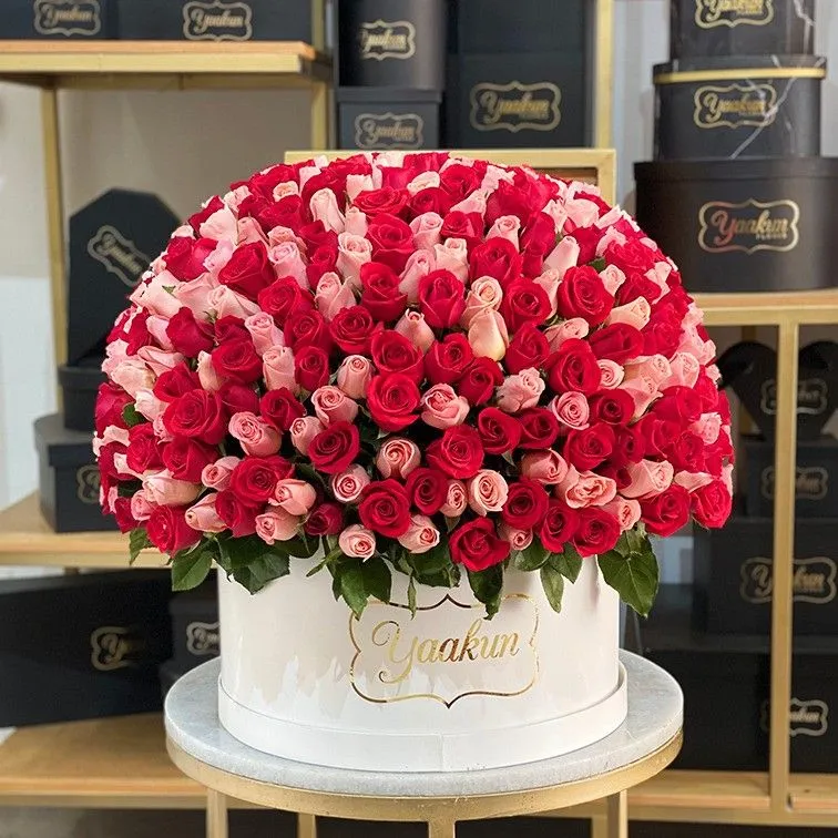 500 rosas rojas & hermosas en caja redonda blanca | Yaakun Flores