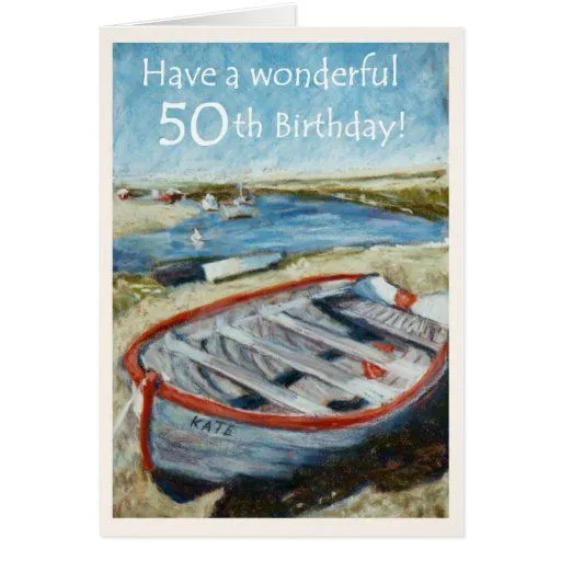 50.a tarjeta de cumpleaños del paisaje marino de Zazzle.