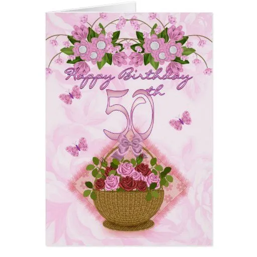 50.o Señora del cumpleaños, rosas y flores especia Tarjetas de Zazzle.