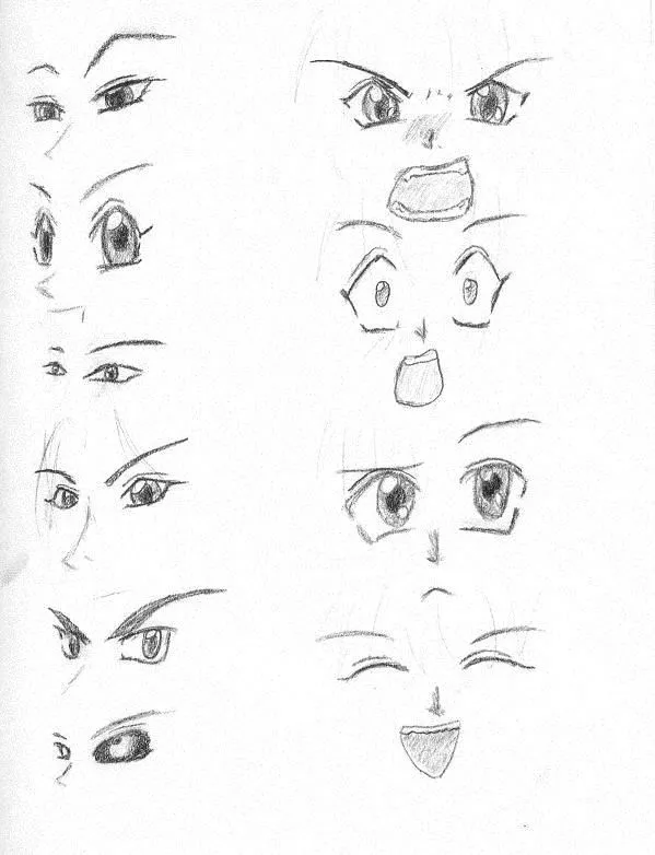 52 anime expressions by Jemstonecat on deviantART