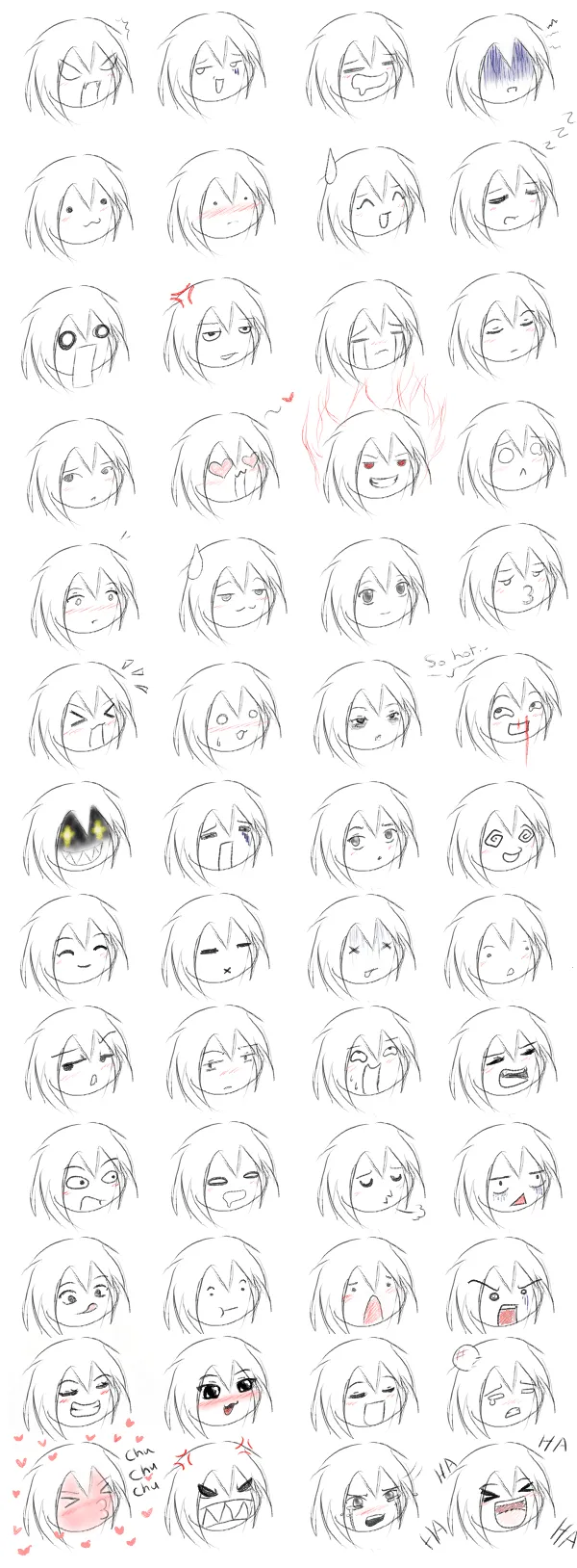 52 anime expressions by ~Jemstonecat on deviantART