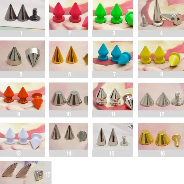 60 Apliques para ropa decorativos cono remaches DIY cuero accesorios