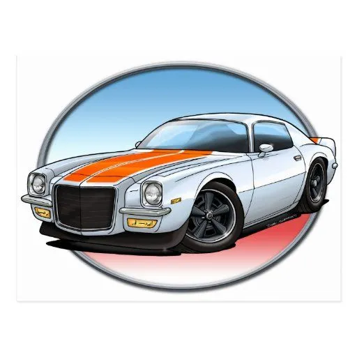 70-73 O blanco Camaro.png Postal de Zazzle.